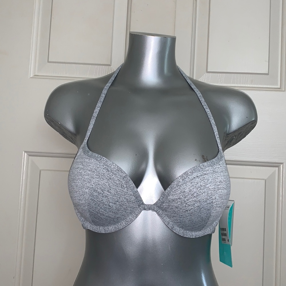 Grey padded bikini swim top